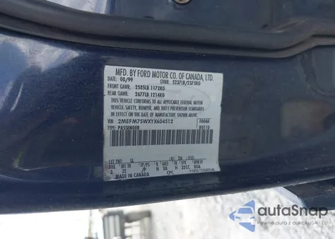 2000 Mercury Grand Marquis Ls z USA, uszkodzony, nr VIN 2MEFM75WXYX604512